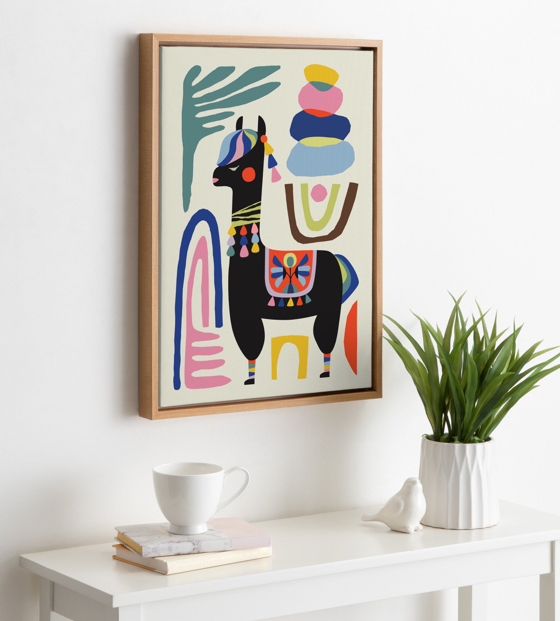Sylvie Llama Mesatawe Framed Canvas by Rachel Lee of My Dream Wall