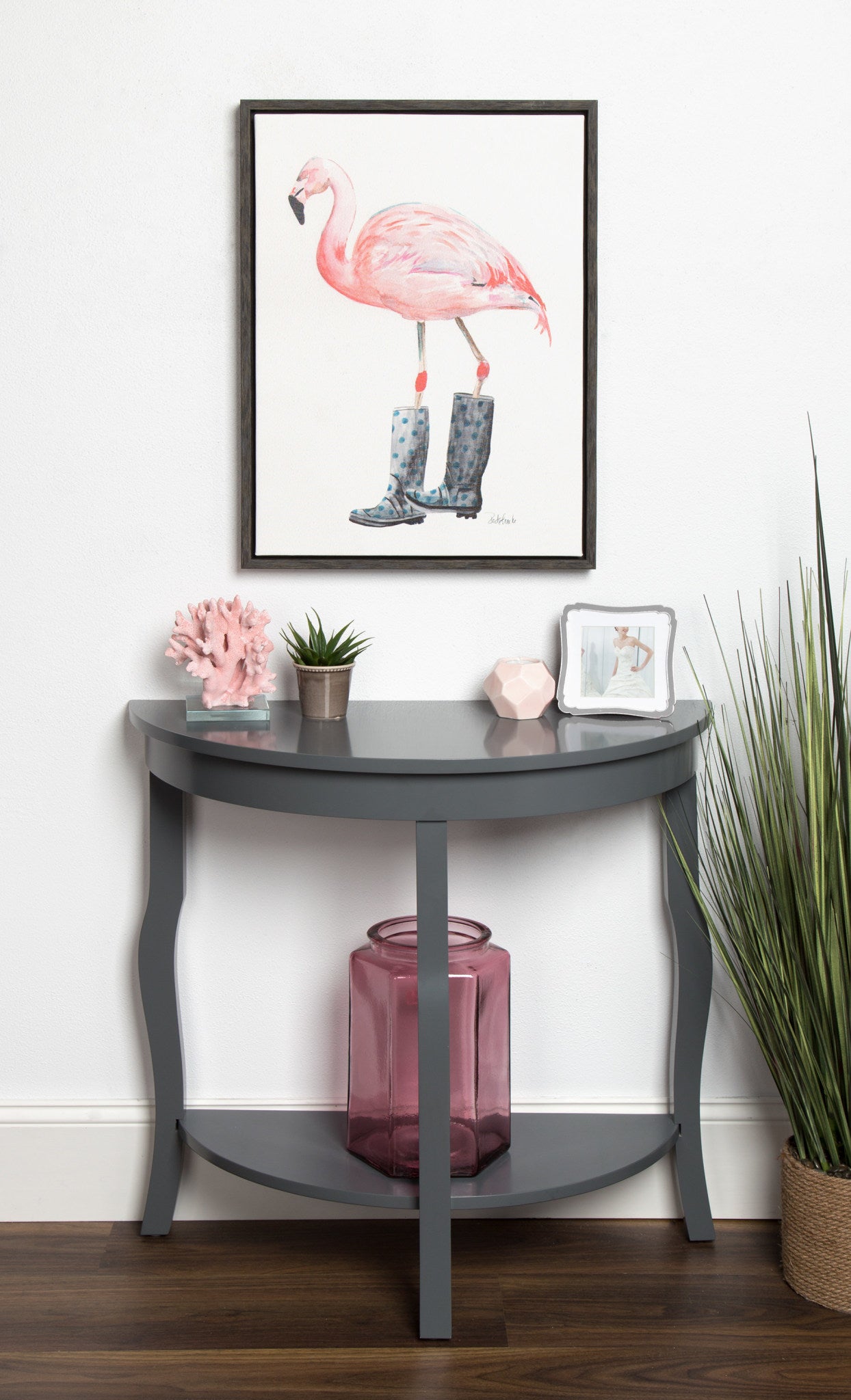 Sylvie Flamingo Framed Canvas Art by Jennifer Redstreake Geary
