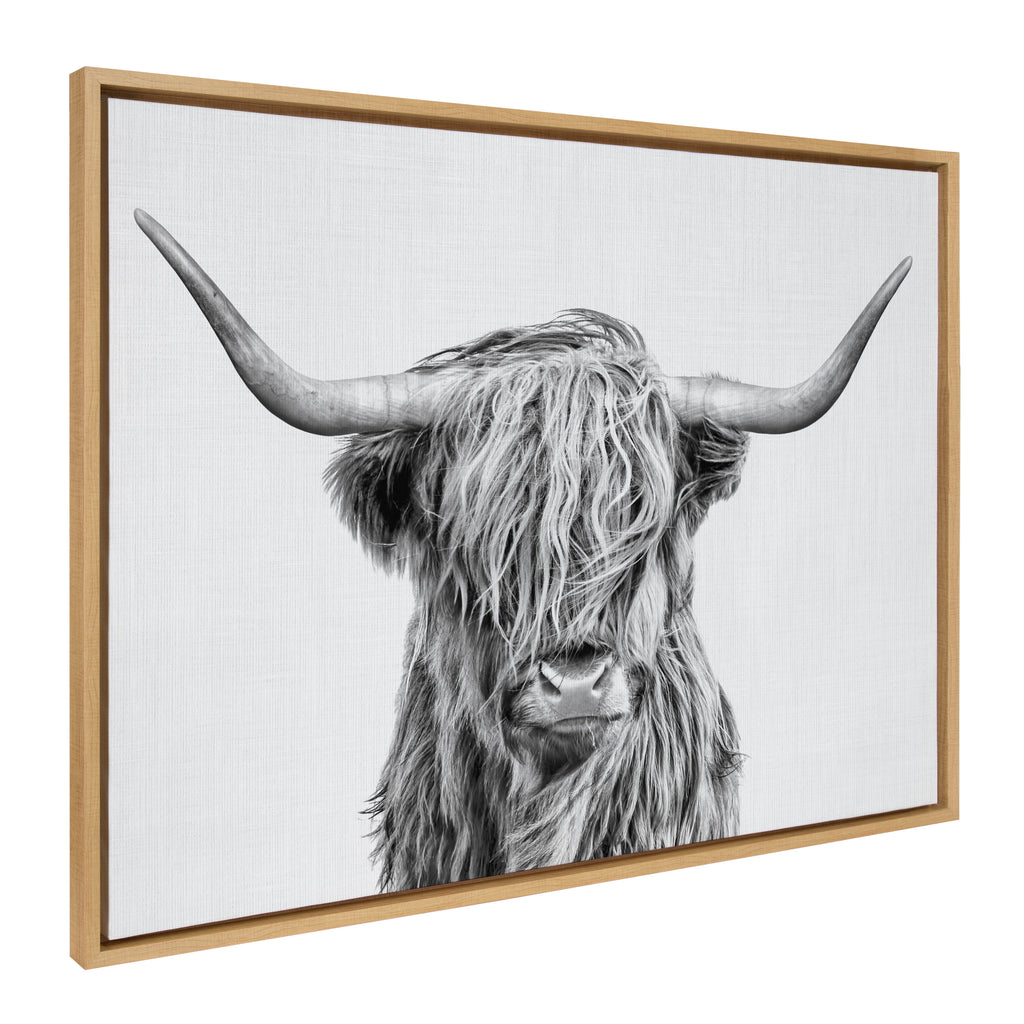 Kate and Laurel Sylvie Highland Cow Framed Canvas Wall Art by Simon Te of Tai  Prints, 23 x 33, Natural, Decorative Modern Cow Art for Wall – kateandlaurel
