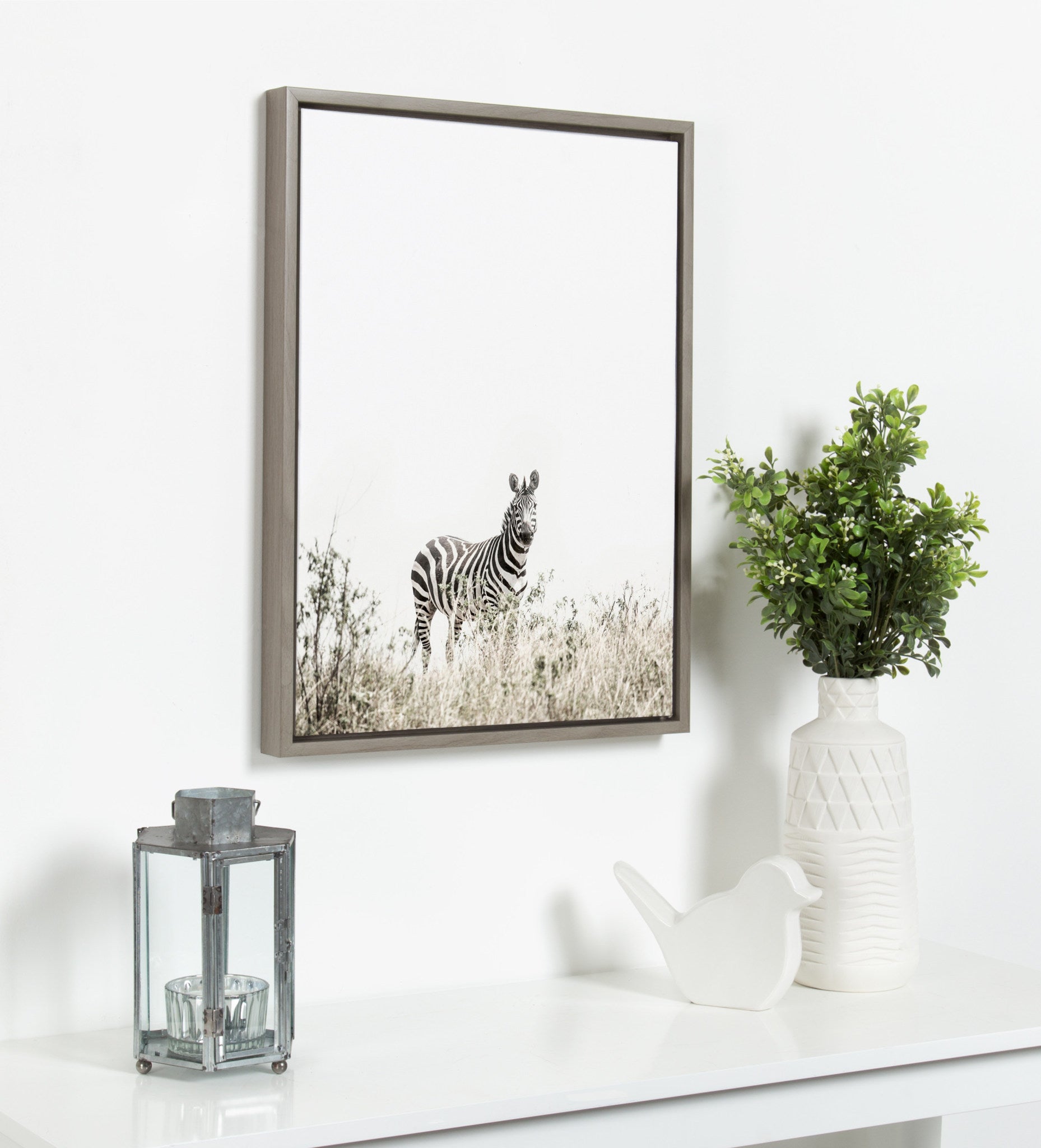 Sylvie Zebra In Tall Grass Framed Canvas By Amy Peterson