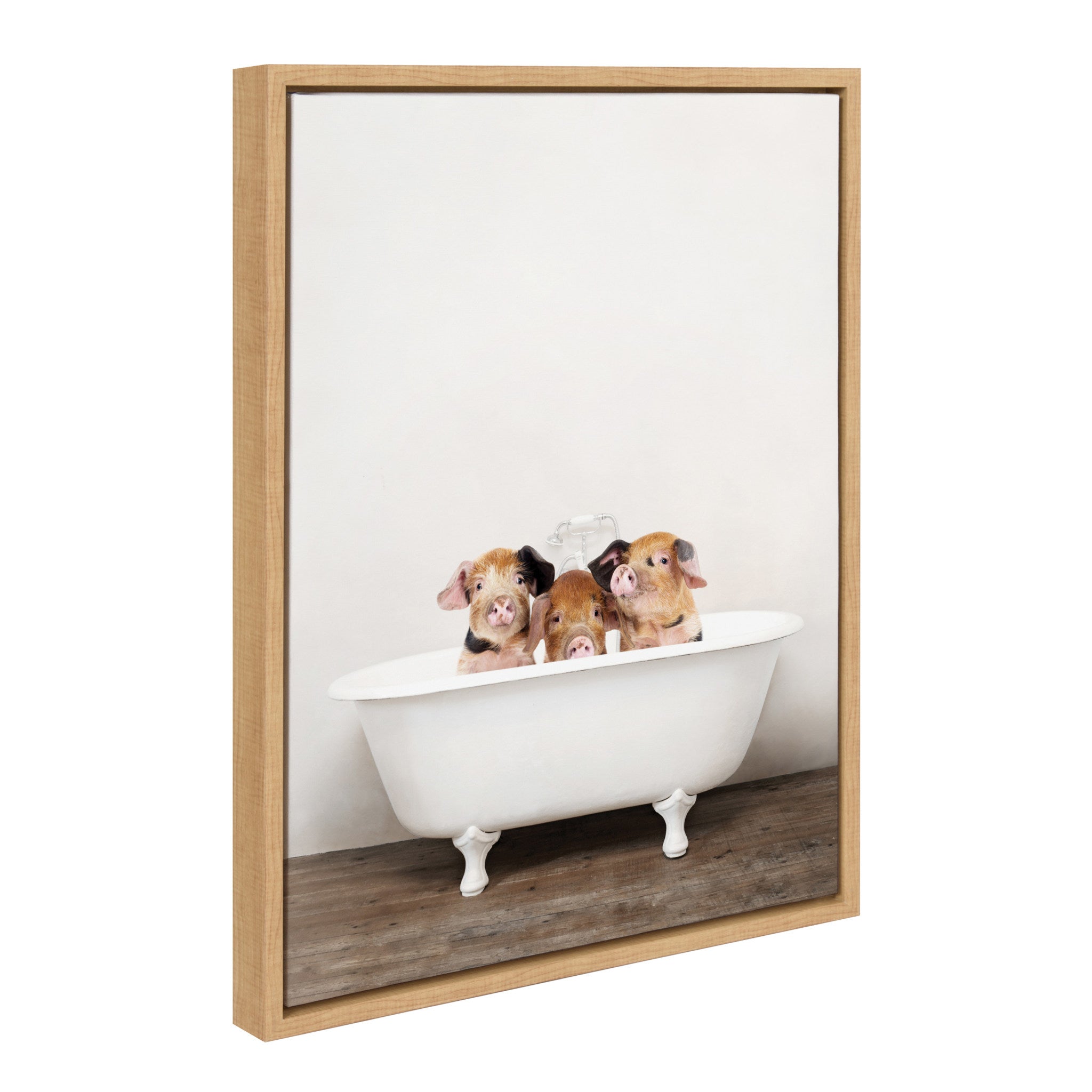 Sylvie Three Little Pigs in Vintage Bathtub Framed Canvas by Amy Peterson