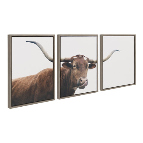 Sylvie Texas Longhorn Cow Lick 1 2 3 Framed Canvas by The Creative Bunch Studio