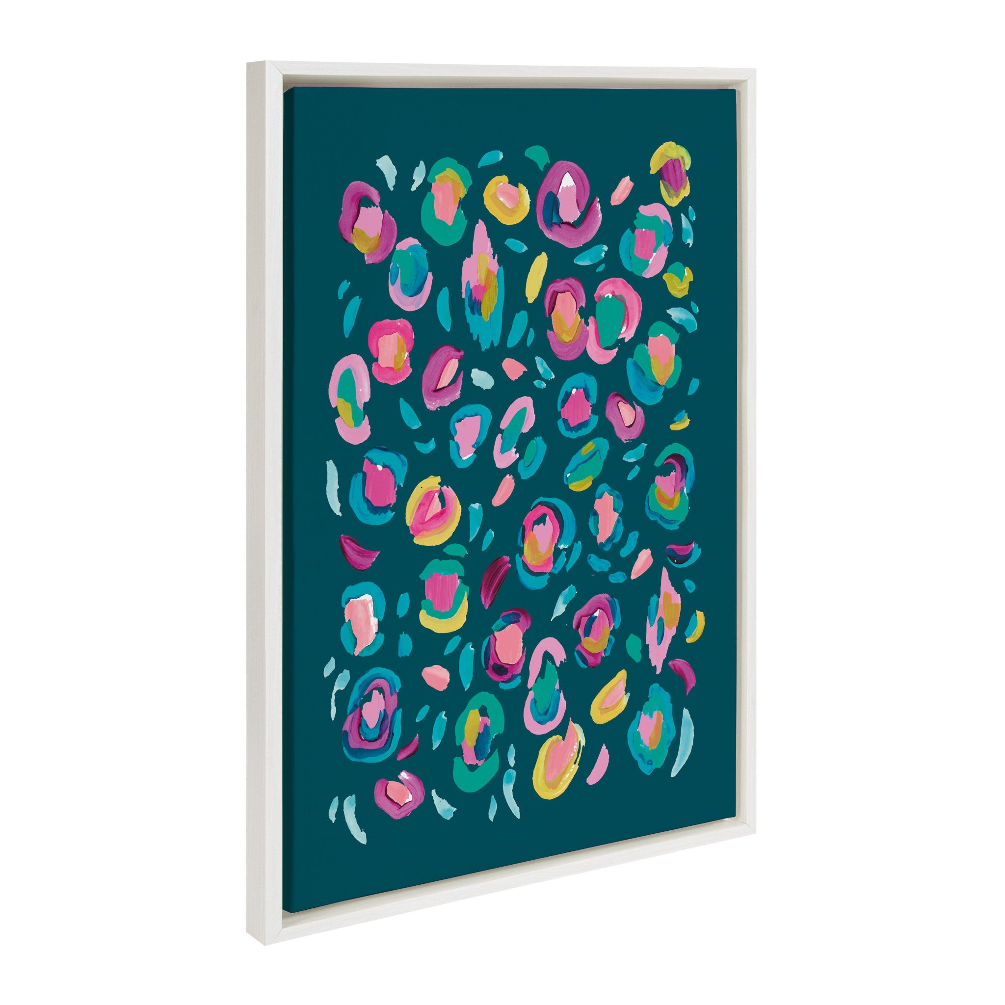 Sylvie Leopard 3, Feather Four and 800 Folk Cactus v2 Framed Canvas by Jessi Raulet of Ettavee
