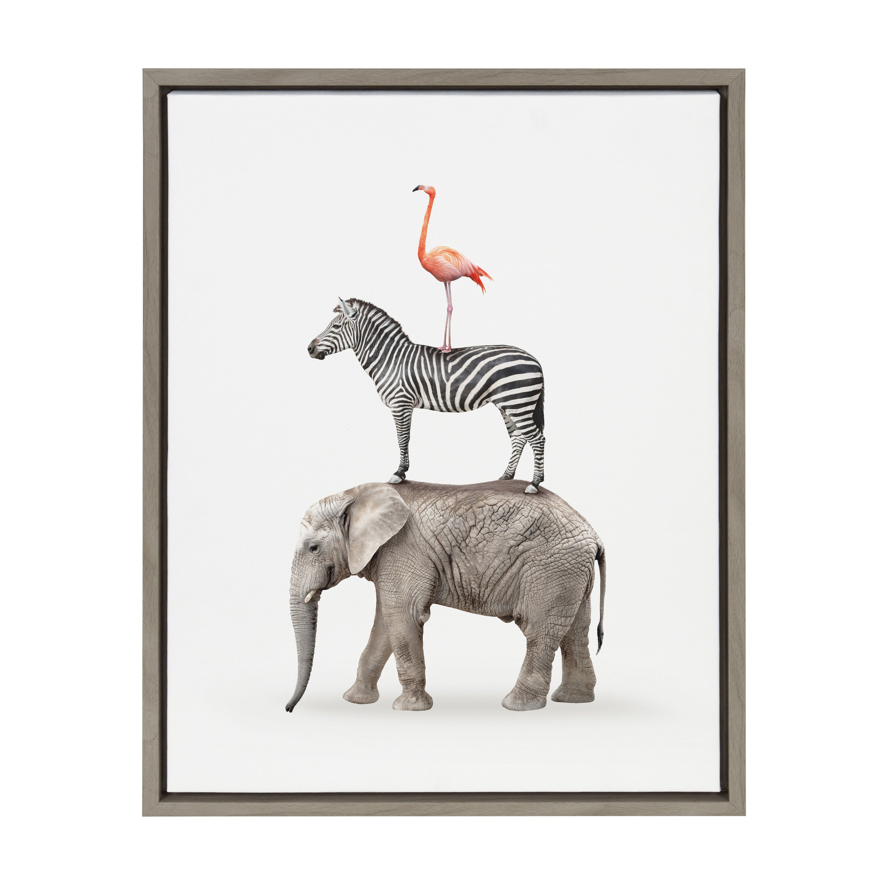 Sylvie Stacked Safari Animals Framed Canvas by Amy Peterson Art Studio