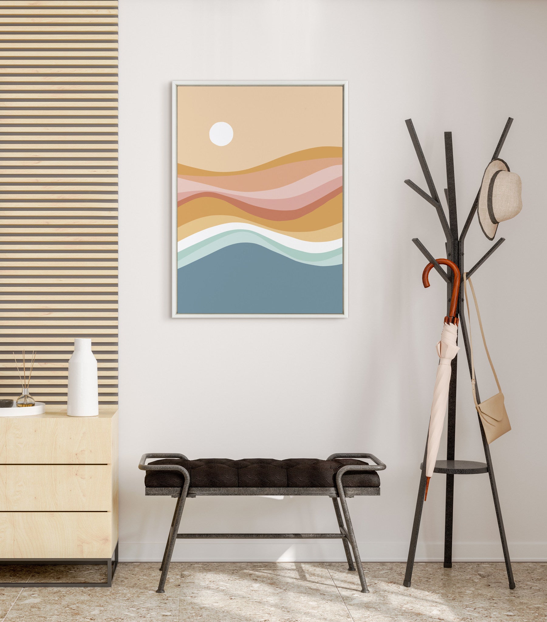 Sylvie Rainbow Waves Seascape Framed Canvas by Dominique Vari