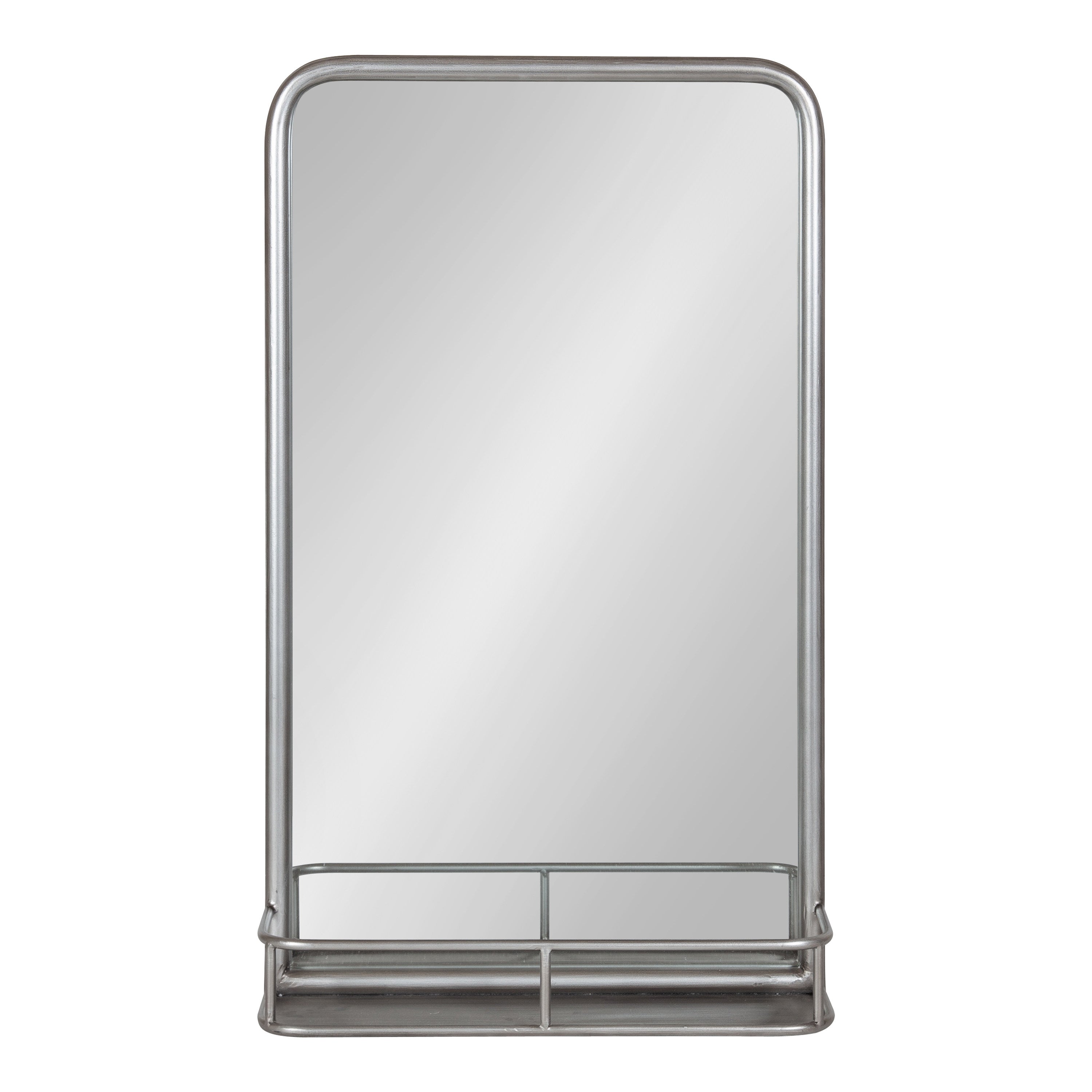 Estero Metal Framed Radius Rectangle Wall Mirror with Shelf