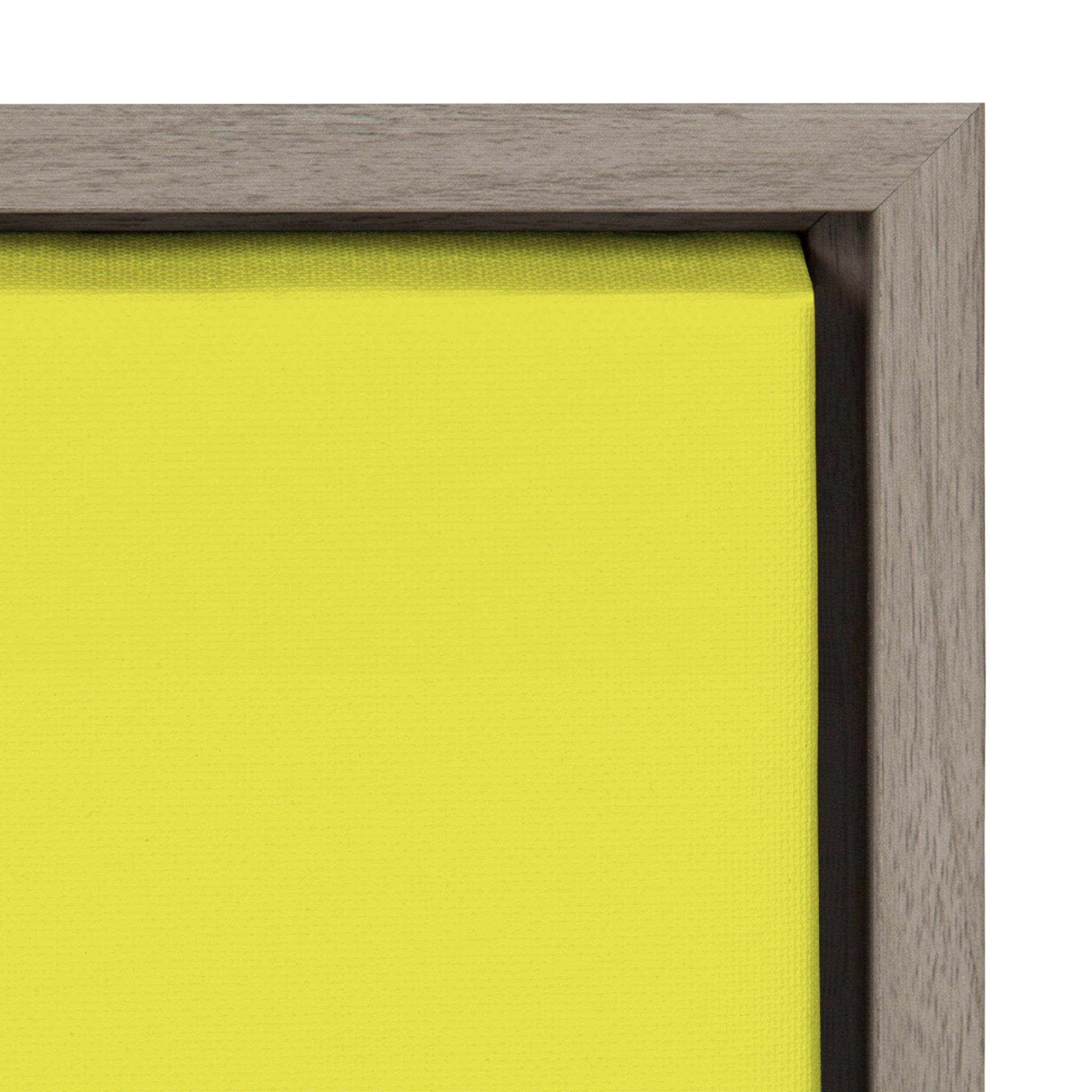 Sylvie Less I Care Happier I am in Yellow and Pink Framed Canvas by Apricot and Birch