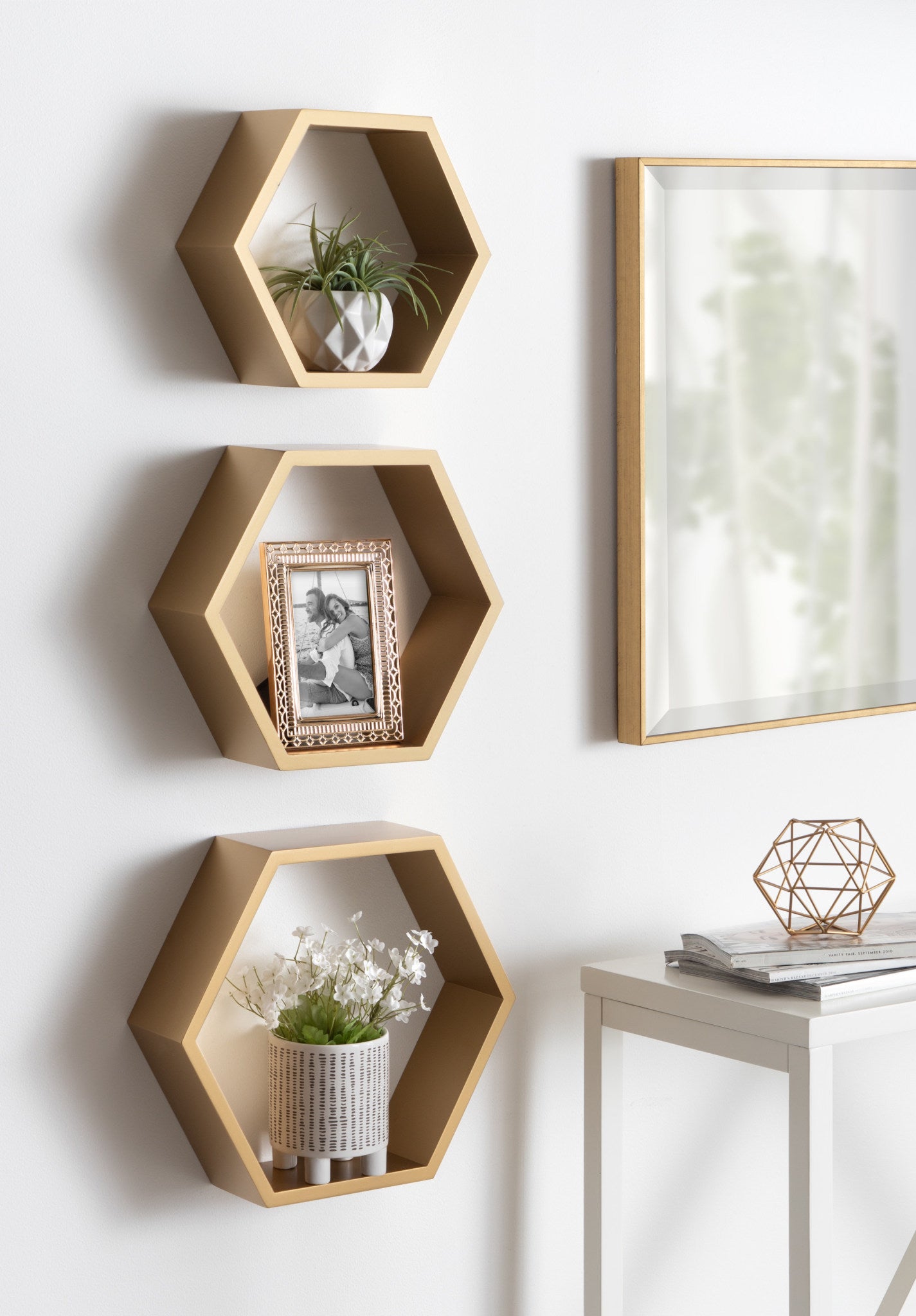 Putnam Hexagon Wood Shelf Set